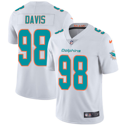 Miami Dolphins #98 Raekwon Davis White Men Stitched NFL Vapor Untouchable Limited Jersey